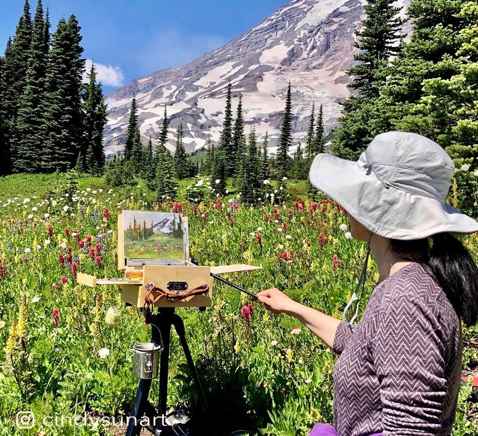 Cindy Sun Plein Air Painting at Mount Rainier